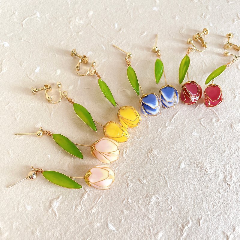 【Tulip】Resin earrings crystal flower Blossom time