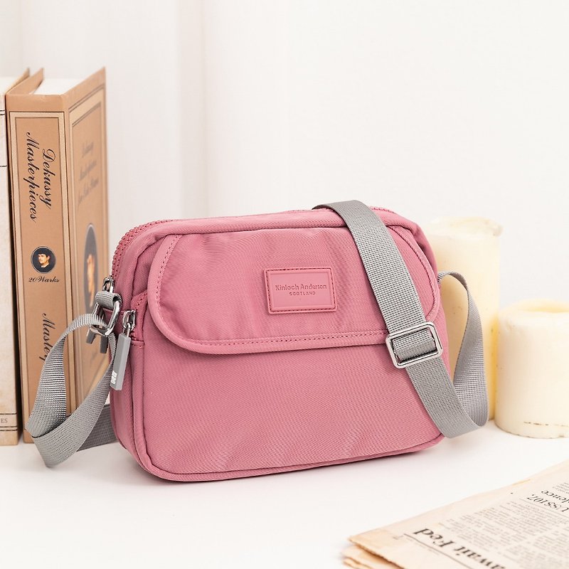 [Kim Anderson] Sweet Journey Flap Style Side Bag - Peach - กระเป๋าแมสเซนเจอร์ - ไนลอน สึชมพู
