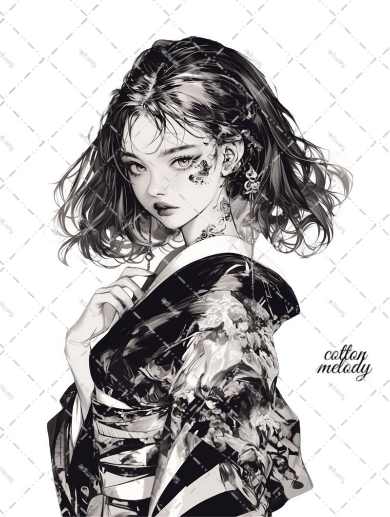 original sticker no.6411 人物ステッカー オリジナルステッカー 人物ステッカー 女の子ステッカー オリジナル人物ステッカー - 貼紙 - 紙 