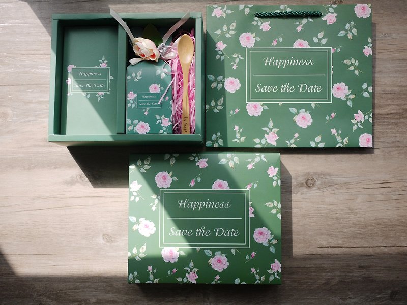 LaSantéフランス手作りジャム - 森の緑の結婚式のギフトボックス（3箱） - シリアル食品 - 食材 グリーン
