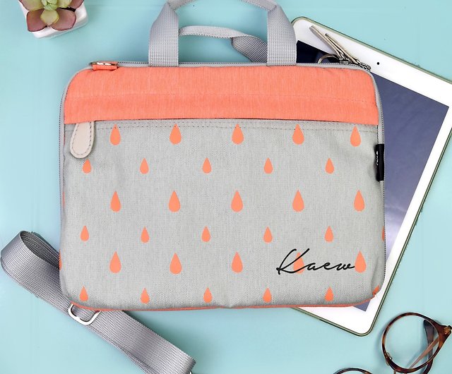 light orange iPad bag with handle and shoulder strap - Shop Aura