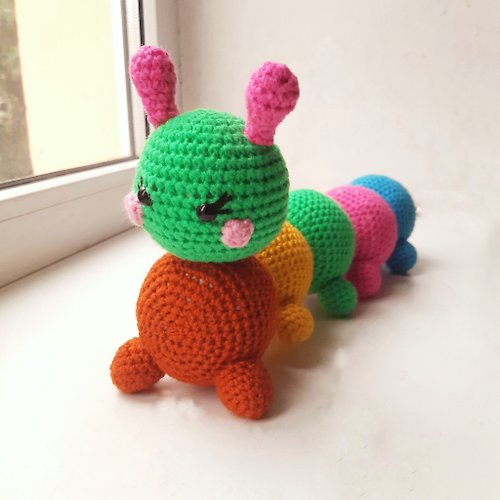 CrochetByIryska Hand Crochet Caterpillar Stuffed Toys Animals Knit Amigurumi Gift Handmade
