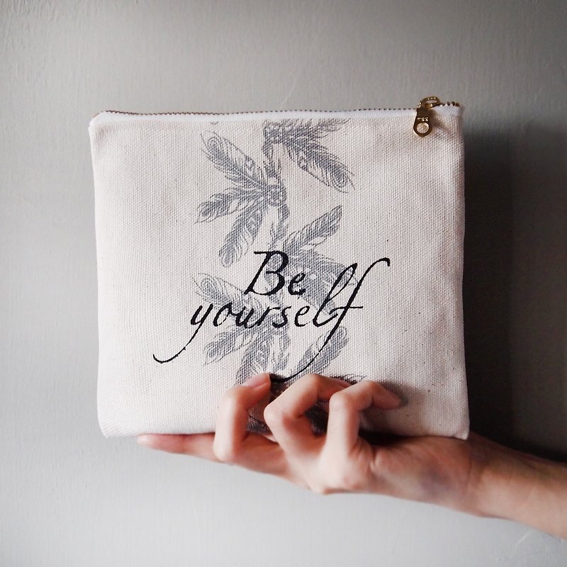 Be yourself, storage bag, light gray - Toiletry Bags & Pouches - Cotton & Hemp Gray