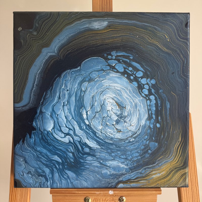 流體藝術 • 擺佈畫作 • 抽象原創丙烯酸畫擺佈畫作 30x30cm - 海報/掛畫/掛布 - 壓克力 藍色