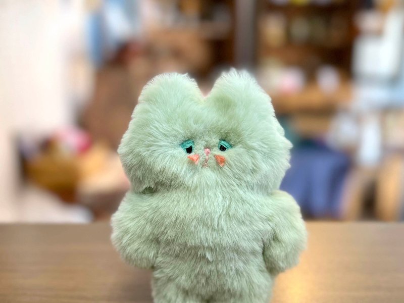 Kitten, smooth and fluffy type, apple green - Stuffed Dolls & Figurines - Polyester Green