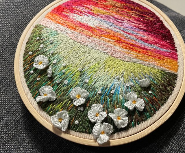 クロスステッチ完成品妖精の町ハンドメイド