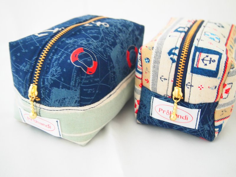 Sailor's small square bag - กระเป๋าใส่เหรียญ - ผ้าฝ้าย/ผ้าลินิน 