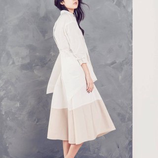 モザイク半円スカート - ホワイト＆スキンアプリコット/ブラック