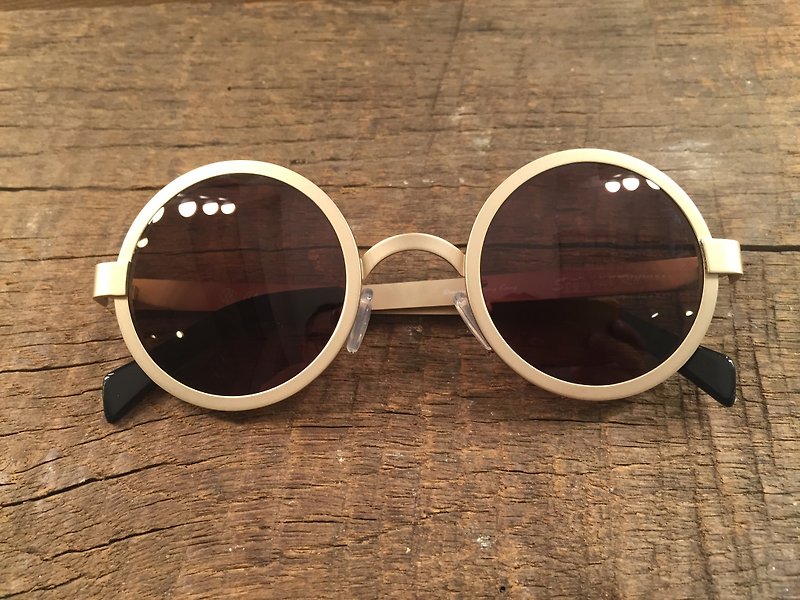 Absolute Vintage-Seymour Road Lightweight Metal Round Frame Sunglasses-Golden Gold - กรอบแว่นตา - โลหะ 