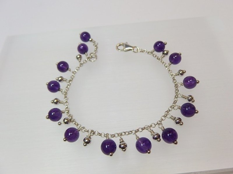 "Purple flower" - natural amethyst silver bracelet original design in Hong Kong - Bracelets - Gemstone Purple