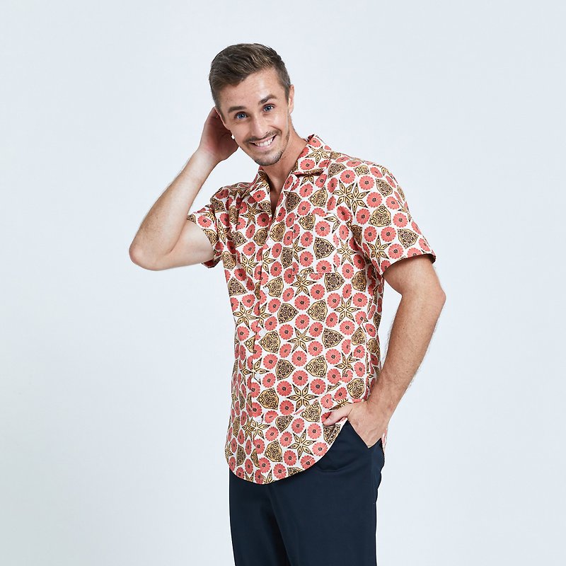 カーリーレイカ共同ブランドキューバシャツフルバージョンコットンシャツ（ザクロの花）