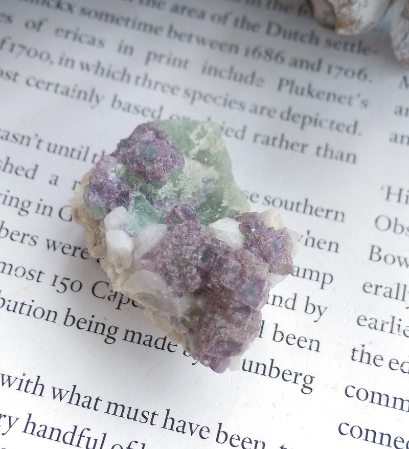 Fluorite 內蒙產地  紫綠色雙色螢石 方解石共生 天然礦石 原礦 - 擺飾/家飾品 - 其他材質 