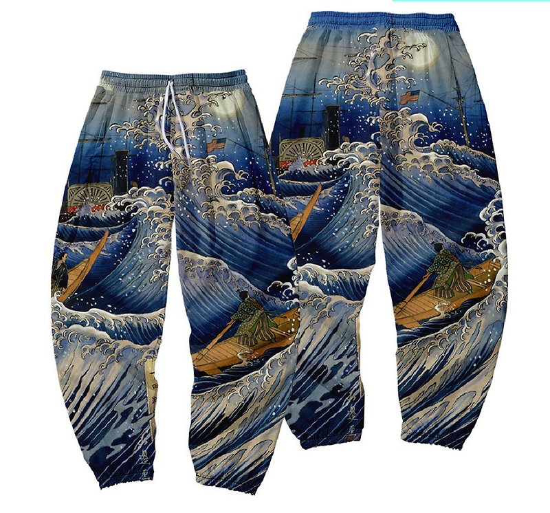 美國Fools Day Big Wave Pants - กางเกง - ไนลอน สีน้ำเงิน