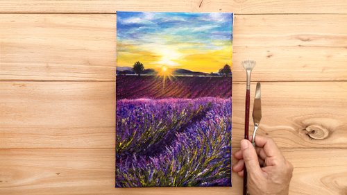 【夕焼けラベンダー】アクリル画 F3 風景画 絵画 夕焼けラベンダー】アクリル画 F3 風景画 絵画 - メルカリ