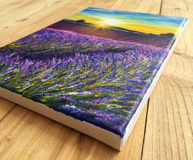 【夕焼けラベンダー】アクリル画 F3 風景画 絵画 夕焼けの薔薇】アクリル画 F3 風景画 絵画 原画 - メルカリ