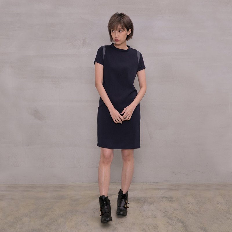 個性宣言拼接直筒洋裝 Statement Splicing Straight Dress D143 - 洋裝/連身裙 - 聚酯纖維 多色