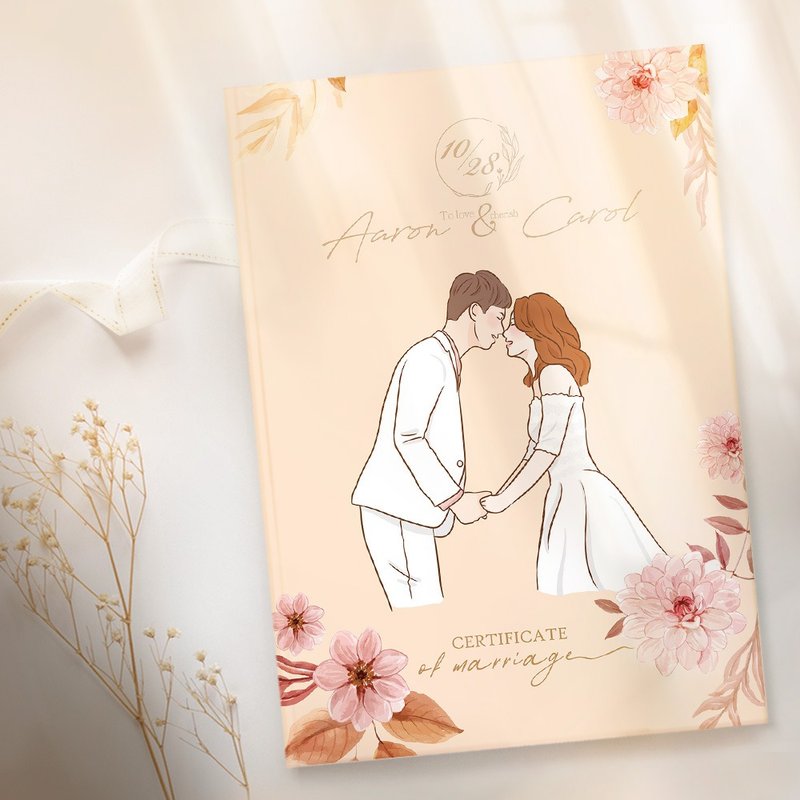 [Wedding Gift] Customized Wedding Contract Holder (Certificate Holder)-Similar Painting Marriage Certificate-Portrait Illustration - Marriage Contracts - Paper Multicolor