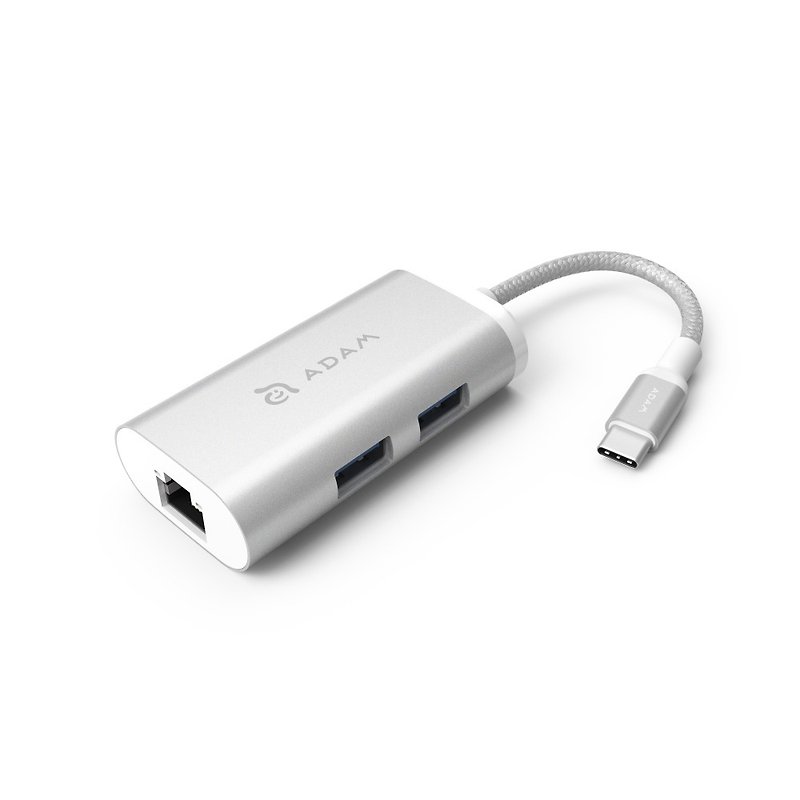 CASA Hub eC301 3 Port USB-C to Lan Hub - Chargers & Cables - Other Metals Silver