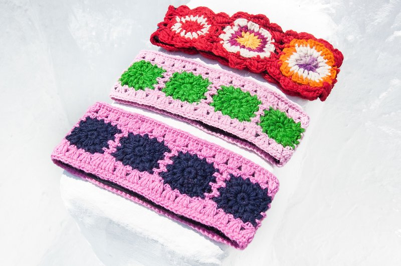純粋なウール織りのヘッドバンド/手作りの純粋なウール織りのヘッドバンド/かぎ針編みのヘッドバンド/手作りの花のヘッドバンド-花