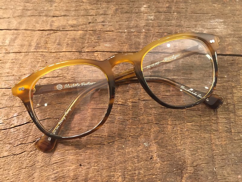 Absolute Vintage-Bridges Street (Bridges Street) pear-shaped young frame plate glasses-Yellow - Glasses & Frames - Plastic 
