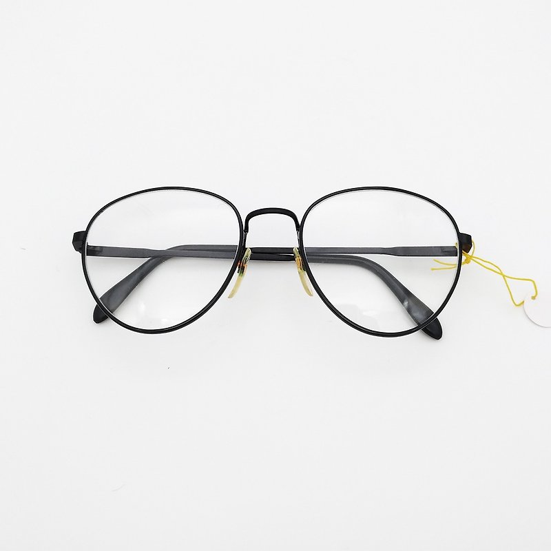 Detaching glasses line / Metal round frame glasses no.28 vintage - Glasses & Frames - Other Metals Black