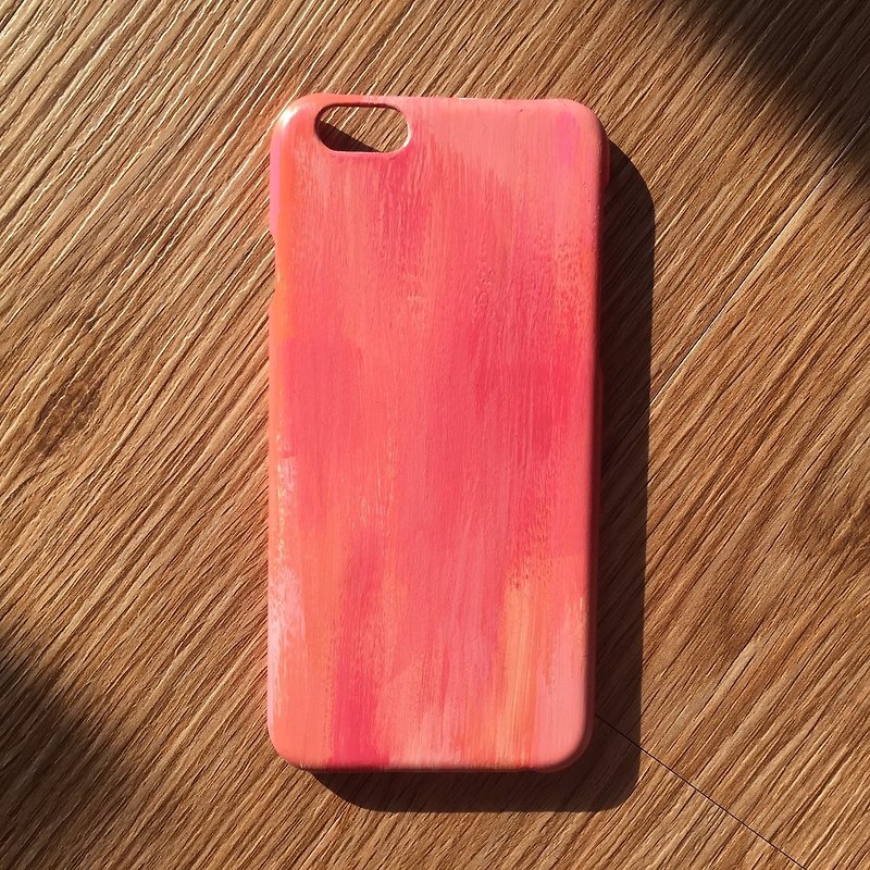 手描きのシェルの携帯電話のスマートフォンケース、水桃の桃、手描き手描き - スマホケース - 塗料 ピンク