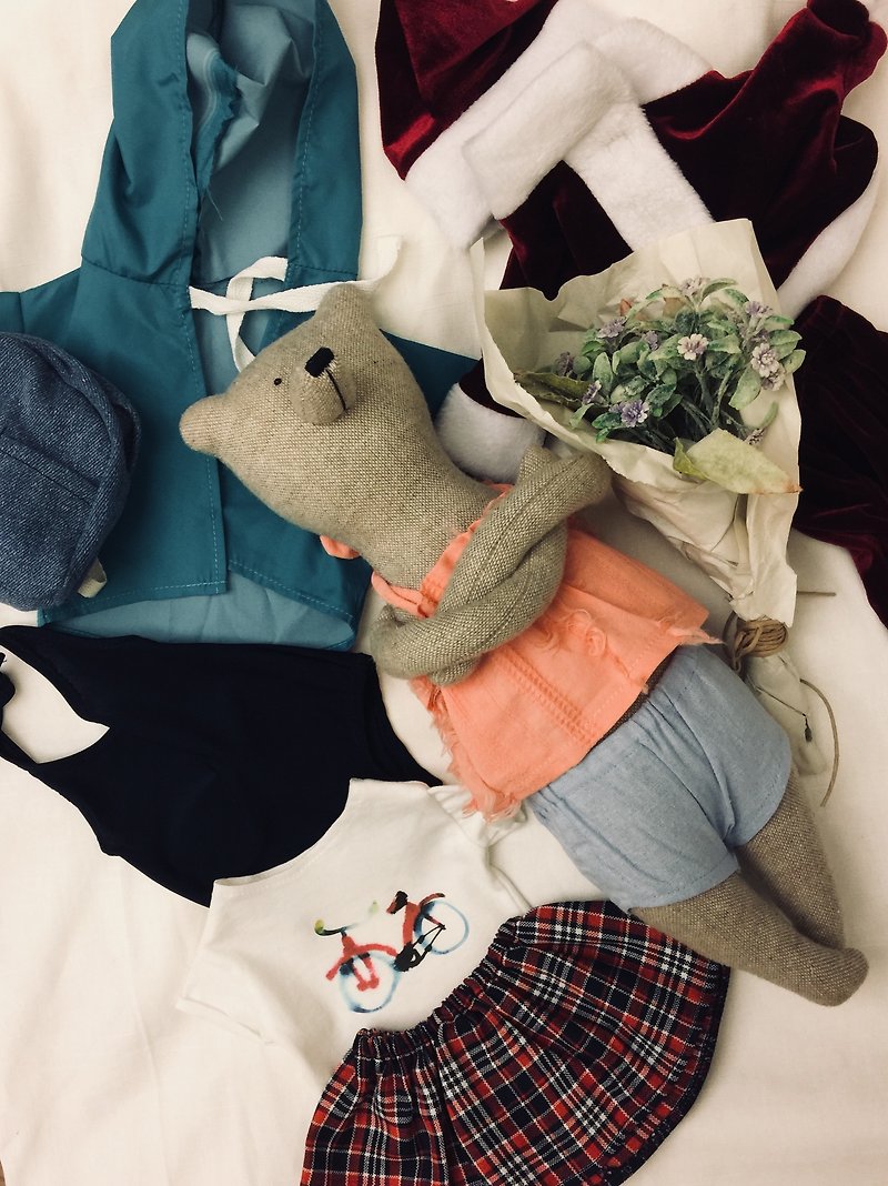PK Gift Amy Lily Jam Bear 40cm Luxury Festival Group I Handmade Fashion Bear I - Stuffed Dolls & Figurines - Cotton & Hemp White
