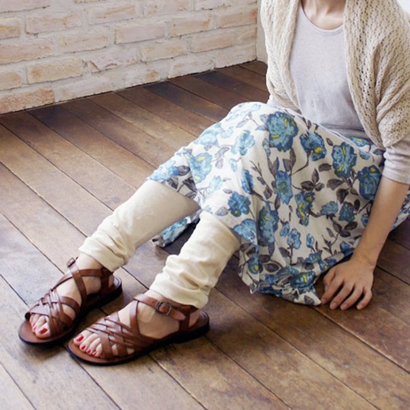 SALE30% OFF ★ [armoire *] Arumowaru * linen blend sheeting flower print gathered skirt (with lining) [ma-79-long] - Skirts - Cotton & Hemp Blue