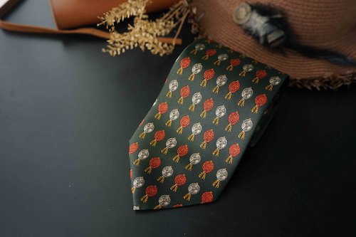 Papas Bow Tie 紳士古董絲質領帶-義大利精品gianfranco ferre/森林綠圖騰