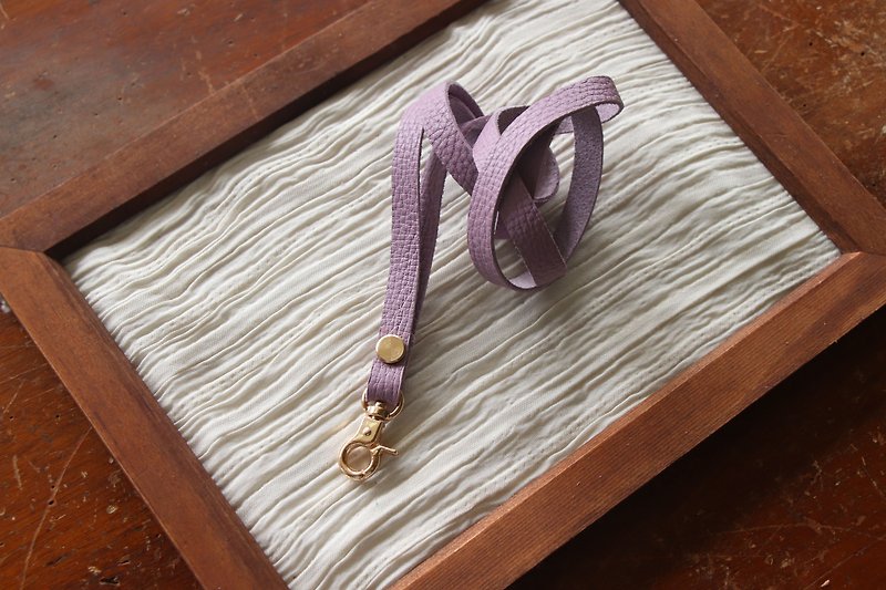 [Christmas gift] lavender purple | lanyard / document set neck rope / leather rope | leather embossing - ID & Badge Holders - Genuine Leather Purple