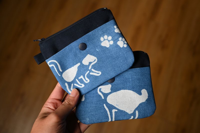 Aizen kitten coin purse - Coin Purses - Cotton & Hemp Blue