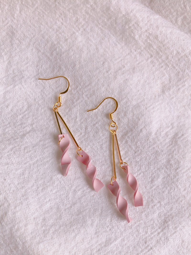 Pottery Earrings & Clip-ons Pink - Polymer Clay Spiral Earrings Pastel Pink