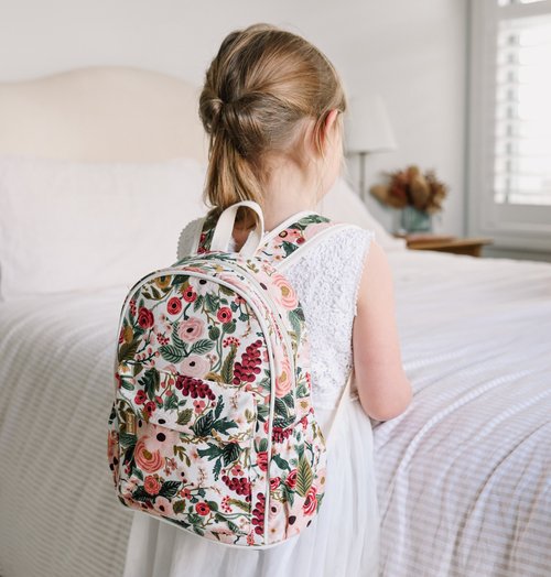 Bonjour diary Quilt School Bag (mint flower print