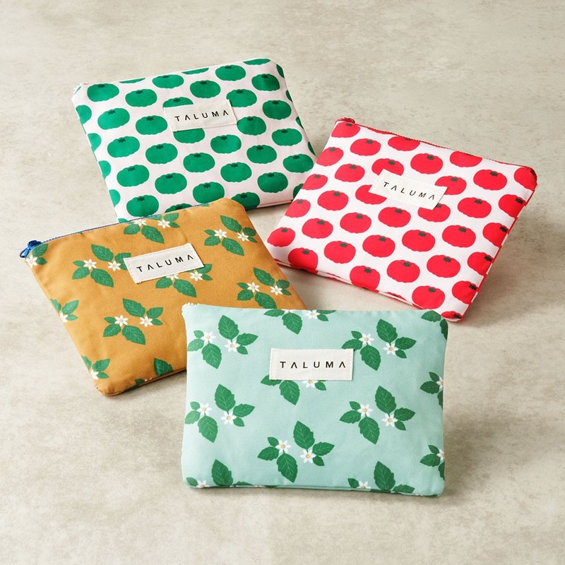 Solanum Nigrum Digital Print Canvas Zipper Pouch - กระเป๋าเครื่องสำอาง - เส้นใยสังเคราะห์ สีส้ม