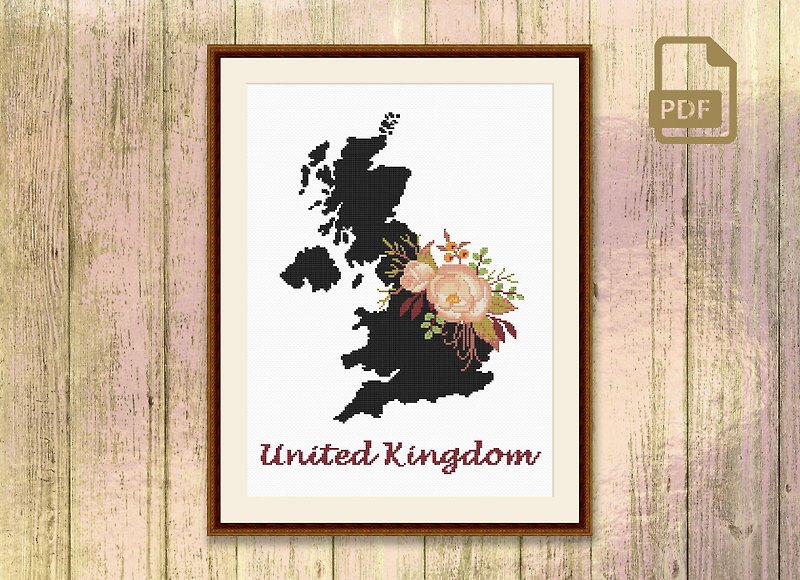 United Kingdom Cross Stitch Pattern #mp031 - Knitting, Embroidery, Felted Wool & Sewing - Other Materials 