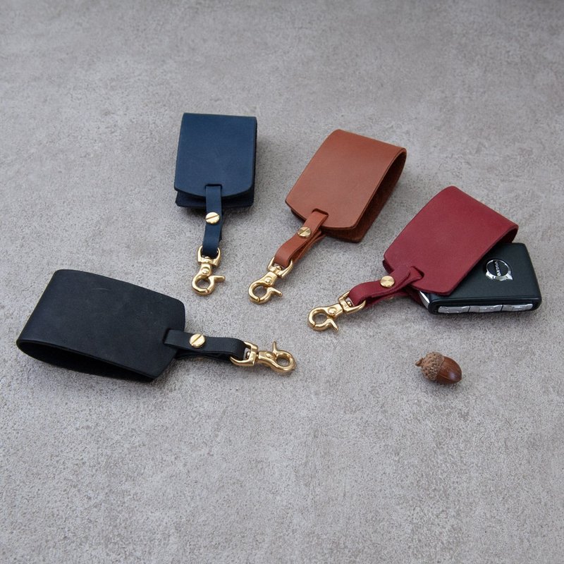 Volvo Car Key Leather Case Regal Chip Customized Hot Stamping Lover Gift Gift - Keychains - Genuine Leather Multicolor