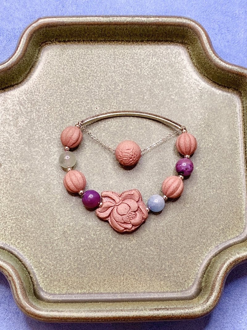 Oriental Core Rhyme | Tourmaline- Gemstone Energy Fragrance Beads | Love Rose Fragrance Recipe | Flower Blossoms and Lotus Good Luck Bracelet - สร้อยข้อมือ - พืช/ดอกไม้ 