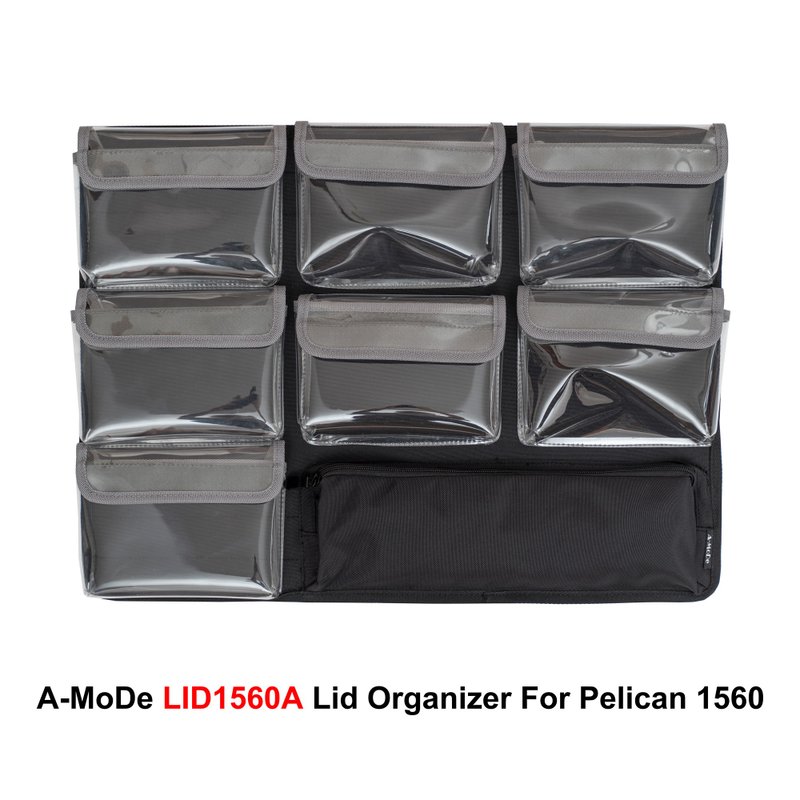 Photographer 7 clear TPU pockets Lid Organizer LID1560A FOR Pelican1560 - Camera Bags & Camera Cases - Waterproof Material Black