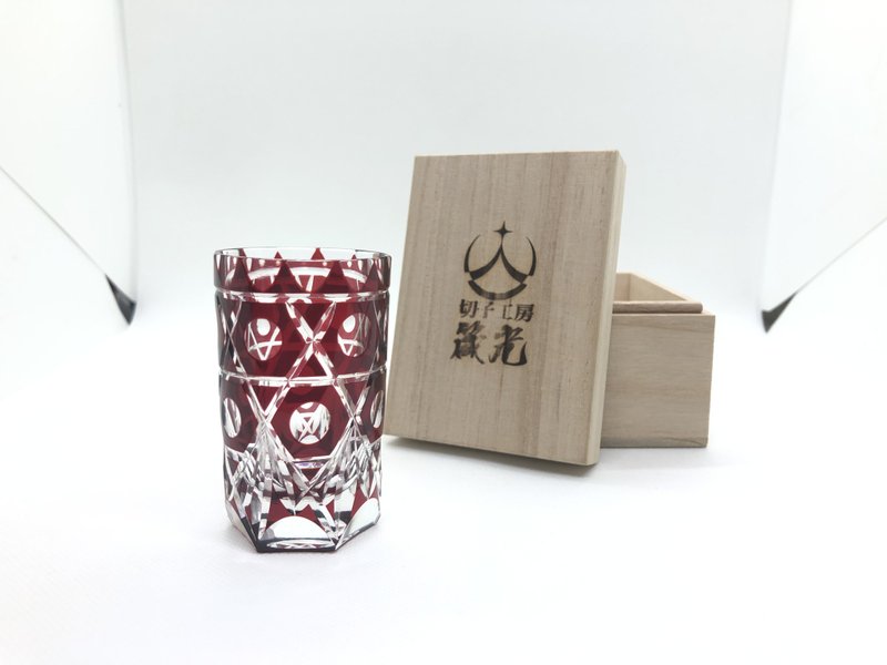 玉六角籠目ショットグラス - 玻璃杯 - 玻璃 紅色