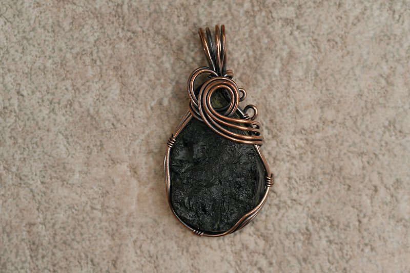 Metal braid. black tourmaline. Black Stone. Iron Stone Pendant∣Gift Mother's Day Graduation - Necklaces - Gemstone Black