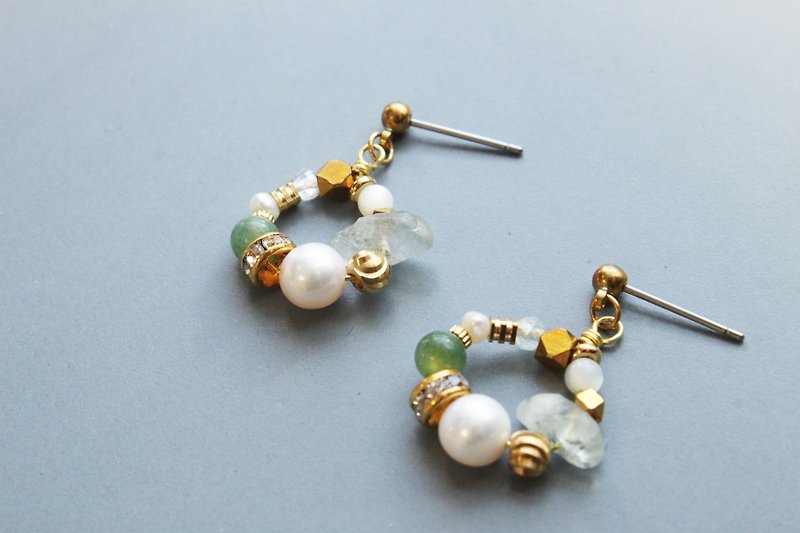 Wreath Plum  - earrings pierced earrings clip-on earrings - Earrings & Clip-ons - Stone Green