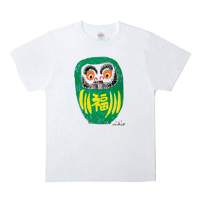 だるま メンズ Tシャツ - 女 T 恤 - 棉．麻 綠色