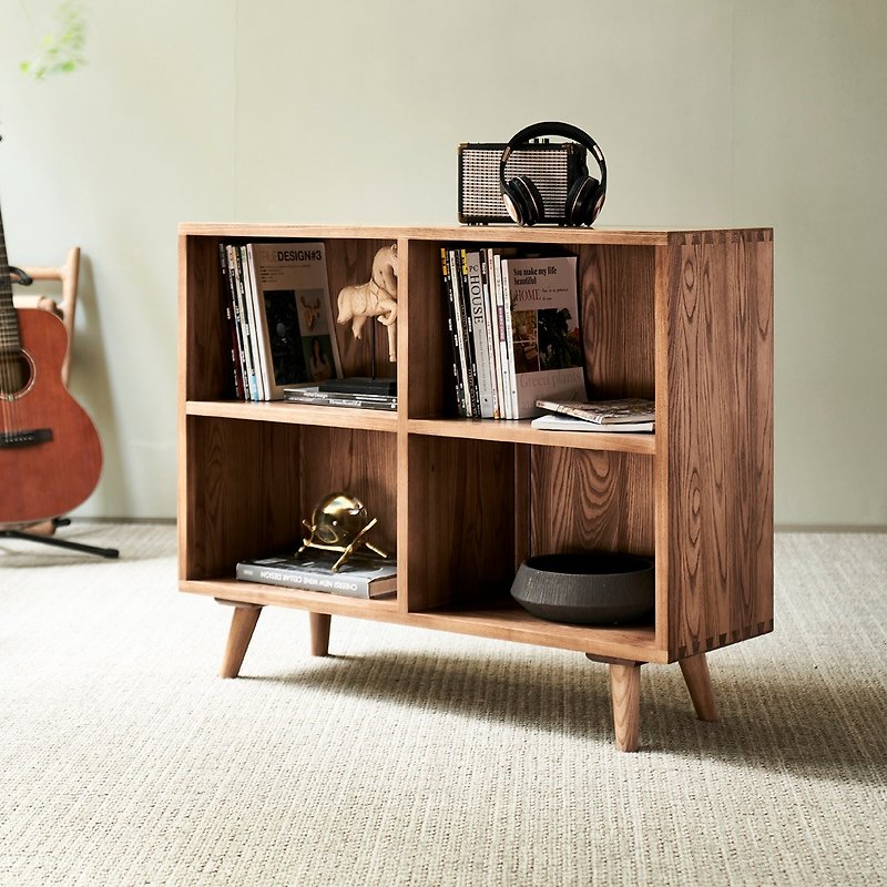Solid wood simple new fashion solid wood four-compartment cabinet storage cabinet bookshelf solid wood bookshelf - โต๊ะอาหาร - ไม้ 
