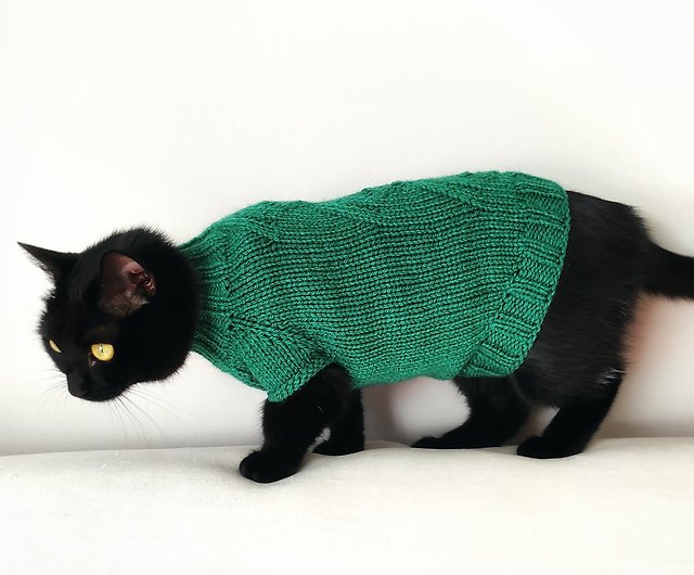 Alpaca Wool Cat Sweater Hand Knit Sphynx Cat Turtle Neck 