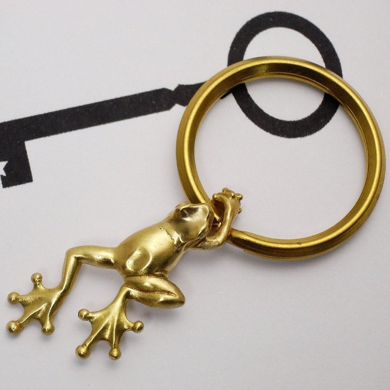 ラナ　カエルのキーリング　グッドラックチャームキーホルダー - 鑰匙圈/鑰匙包 - 其他金屬 橘色
