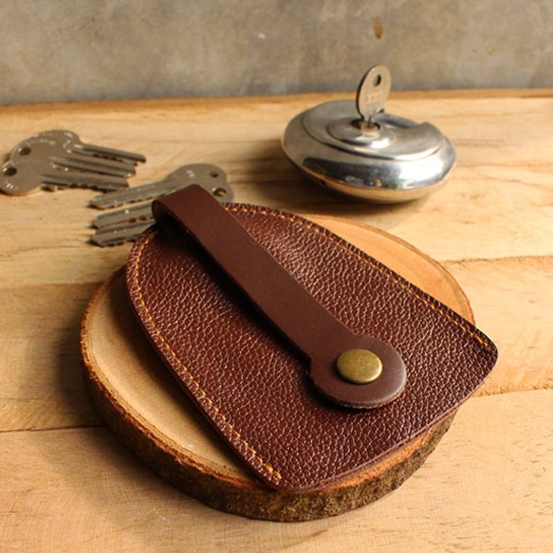 Key Case - Home (Red Brown) / Key Holder / Key Ring / Key Bag (Genuine Cow Leather) - Keychains - Genuine Leather 