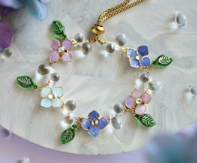 天然石ブレスレット 紫陽花さま専用出品 雨の雫と紫陽花のブレスレット - ショップ ちくわハンドメイド