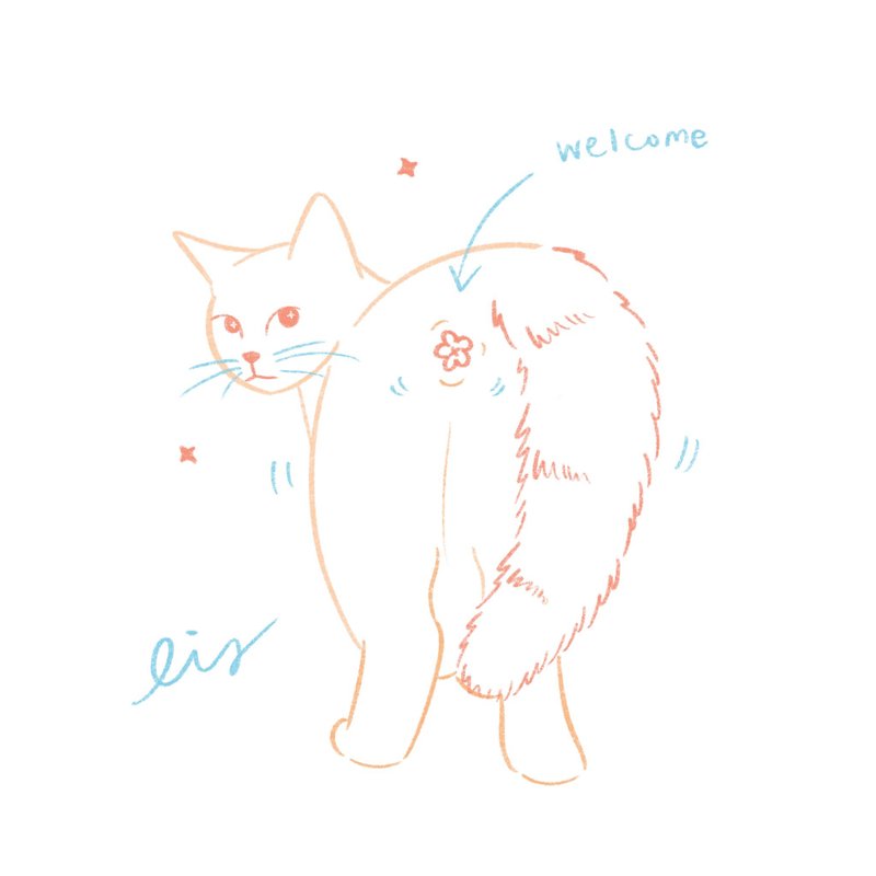 [Customized pet drawing] Simple style color line drawing of furry cat in electronic file - Other - Other Materials White