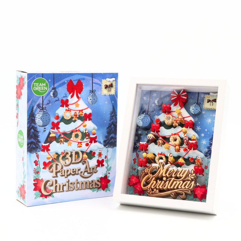 Christmas 3D Paper Art Series2 - Snowy Christmas Tree - ของวางตกแต่ง - กระดาษ หลากหลายสี