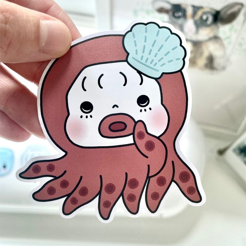 Di-cut sticker (Latte collection : octopus) - สติกเกอร์ - วัสดุกันนำ้ 